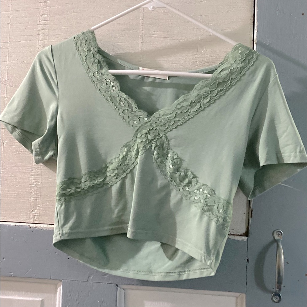 Cute mint green crop top